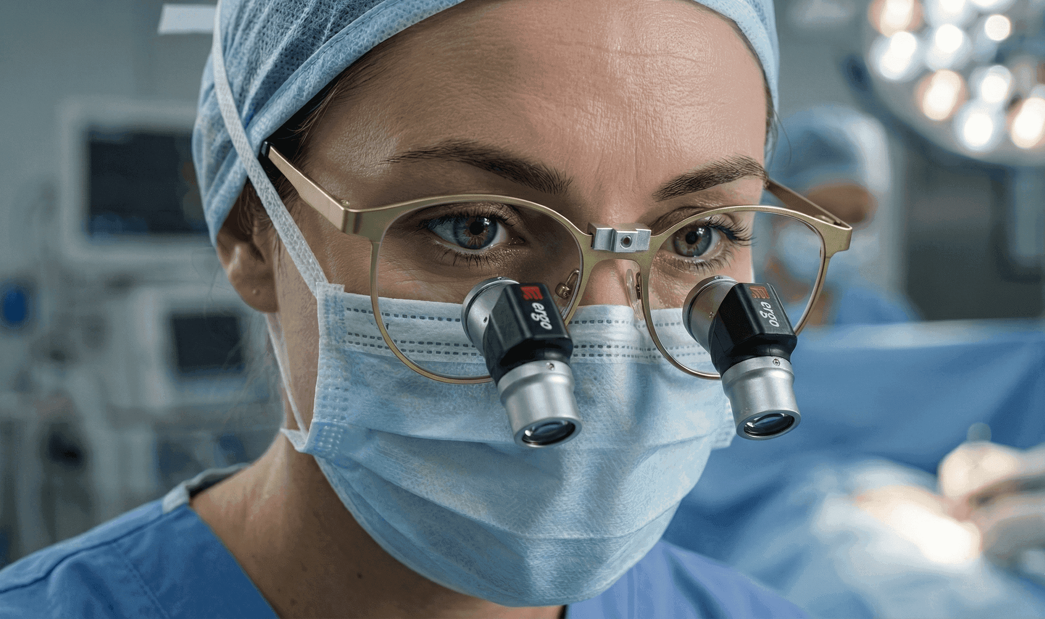 Clinician wearing HeliosX loupes